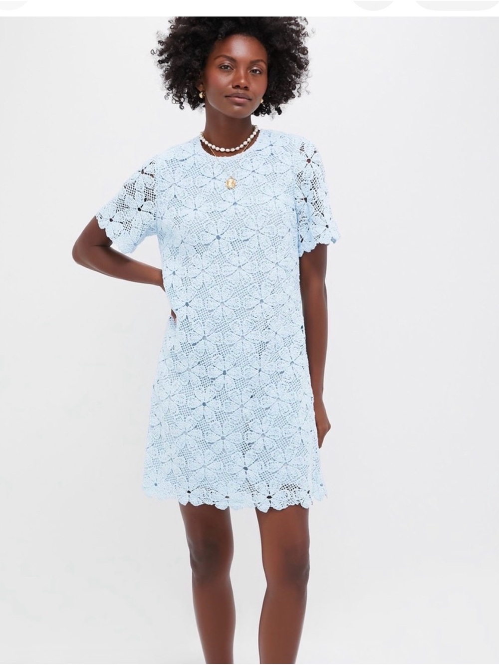 NWT Tuckernuck Light Blue Crochet Shift Dress